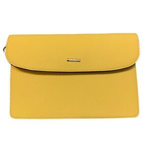 Lovevook Yellow Clutch Wristlet with Gold Logo Plate Snap Closure
